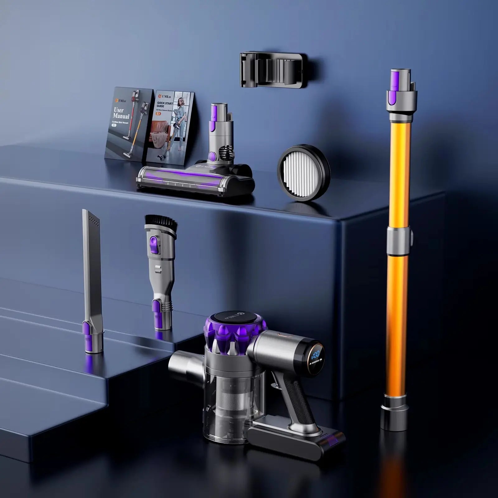 YISORA Cordless Vacuum Cleaner - 30Kpa Suction Power, 55 Minutes Runtime, Touchscreen Control, Ideal for Pet Hair and Carpets