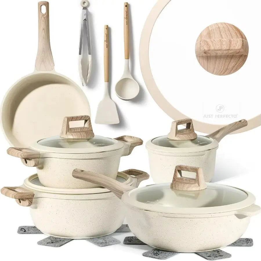 Induction Cookware Set - Non-Teflon and Non-PFOA Pots and Pans with Lids