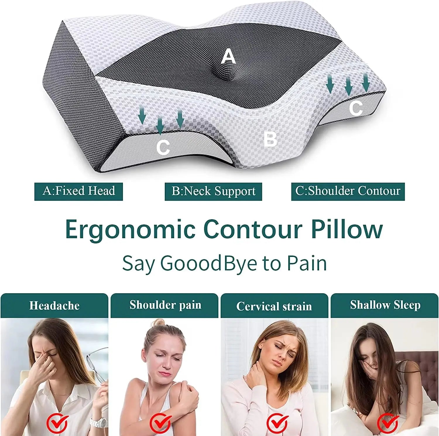 Orthopedic Memory Foam Pillow with Slow Rebound Technology - Ergonomic Sleep Aid for Enhanced Comfort and Support