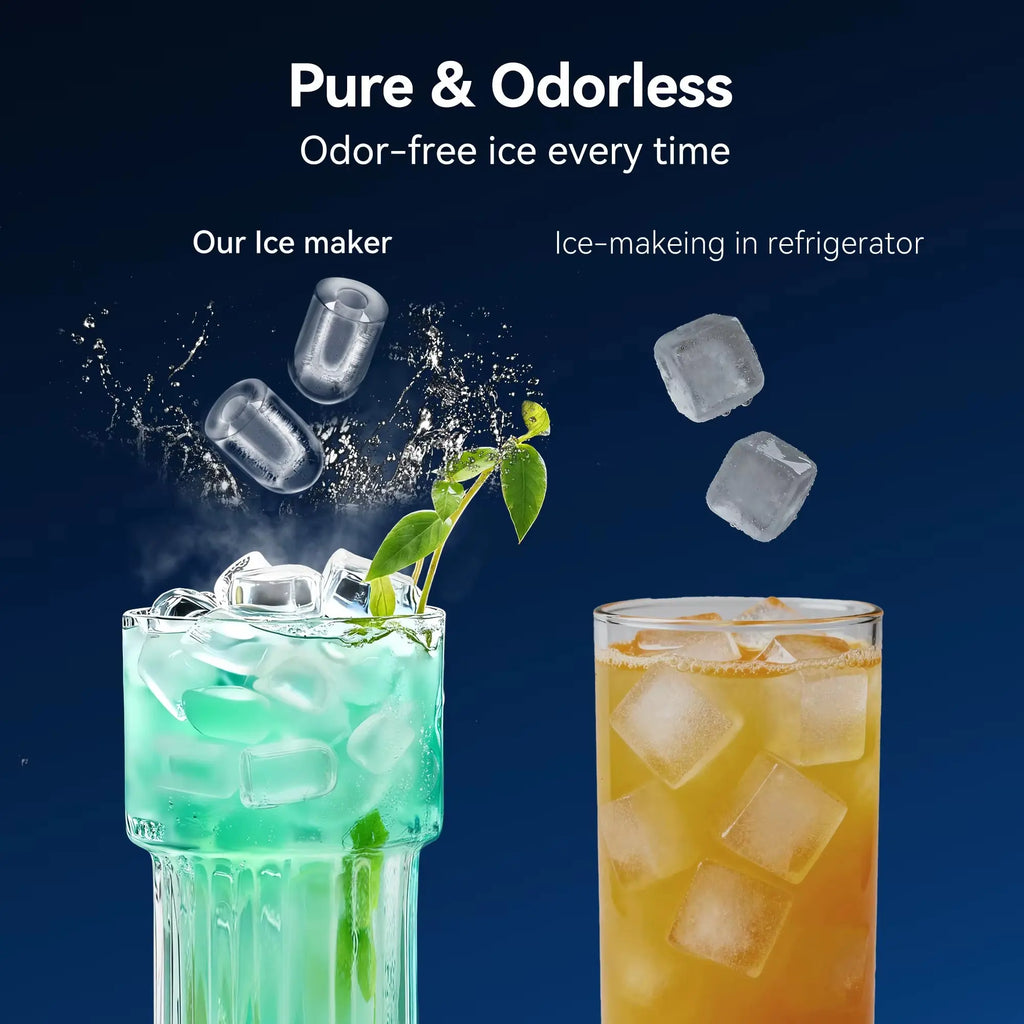 SIMZIFE Portable Countertop Ice Maker with Handle, Producing 26 lbs of Ice per Day, 9 Cubes in 6 Minutes, Auto-Cleaning Feature, Available in Black and Silver
