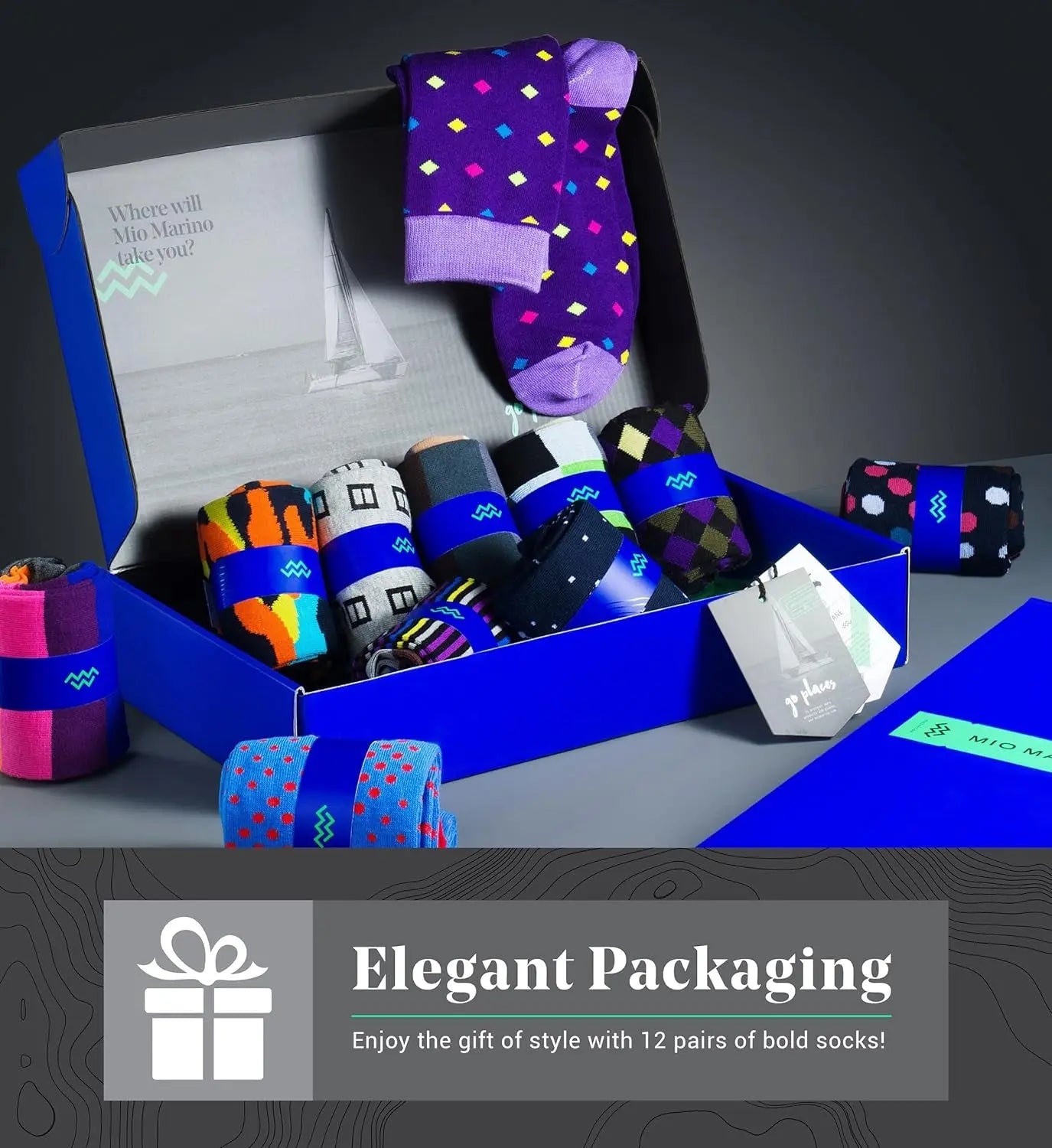 Marino Men's Dress Socks - Vibrant Cotton Patterned Socks - 12 Pack