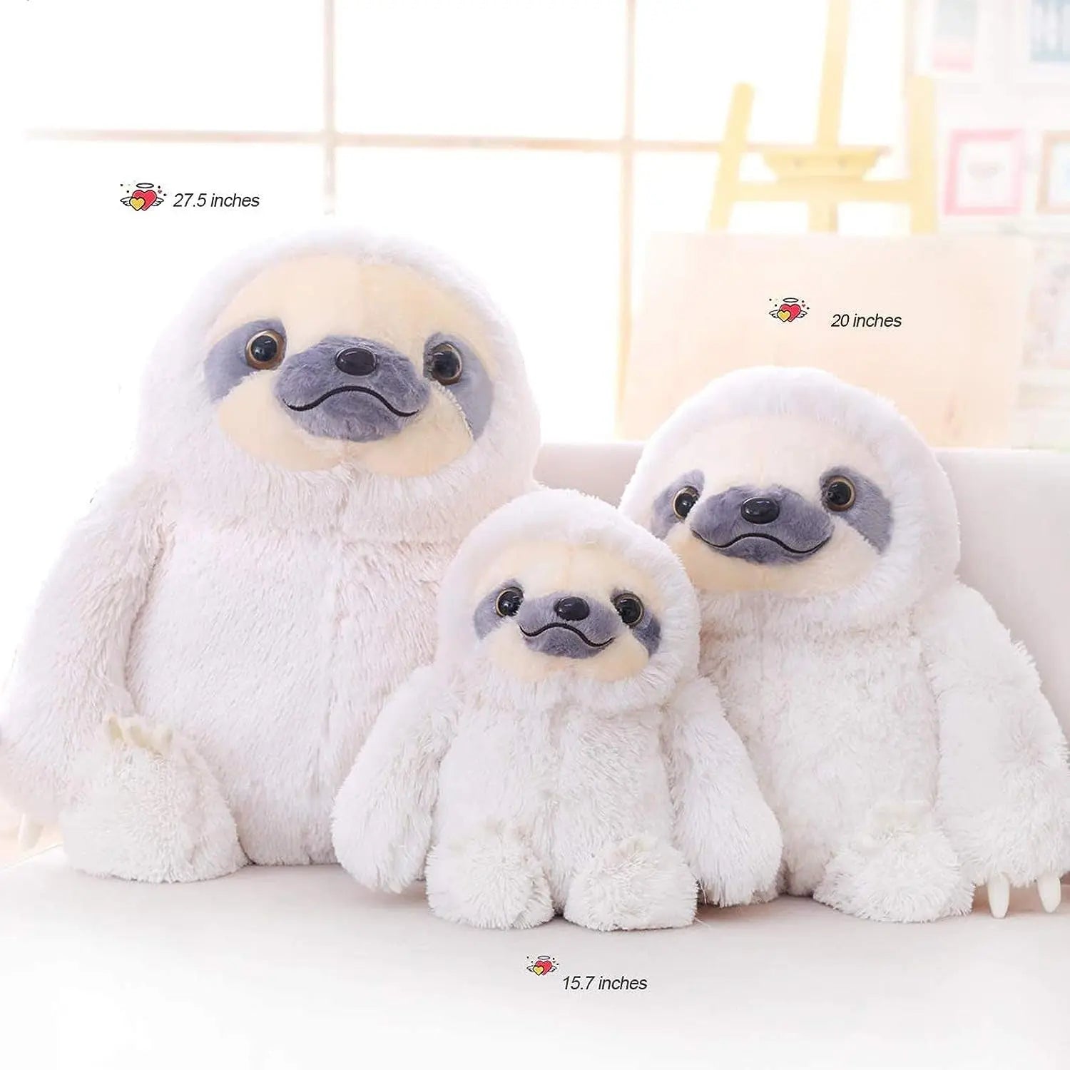 Ivory Plush Sloth Stuffed Animal Toy - 15.7 Inch Cute Teddy Bear for Kids' Birthday Gifts and Baby Dolls