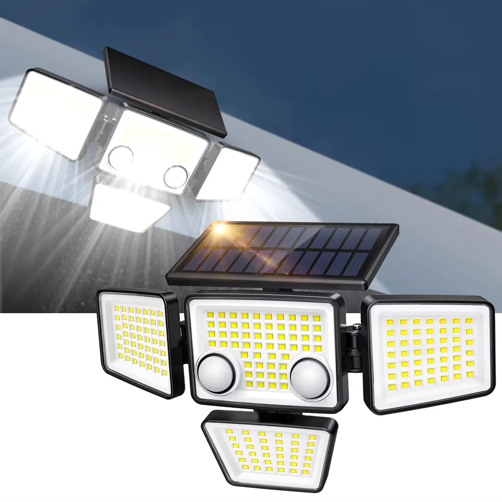 Solar Outdoor Motion Sensor Flood Lights - 3000 Lumens, 188 LED Security Lighting for Patios, Backyards, and Yards