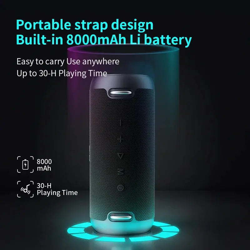 A90 Bluetooth Speaker - 60W Output Power with Class D Amplifier for Superior Bass Performance, Ideal for Camping