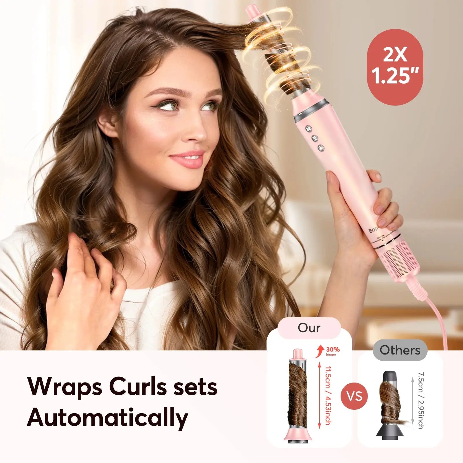 5-in-1 Multifunctional Hair Styling Tool: Electric Hair Dryer, Hot Air Comb, and Curling Iron with 1200W High-Speed Blower