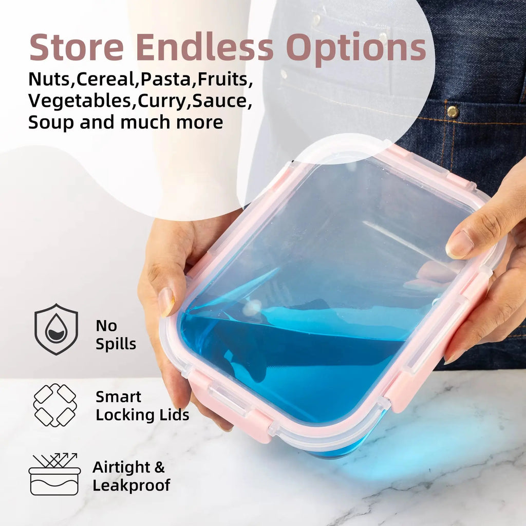 16-Piece BPA-Free Glass Food Storage Container Set, Leakproof and Airtight, Microwave and Oven Safe, Stackable Kitchen Organizers