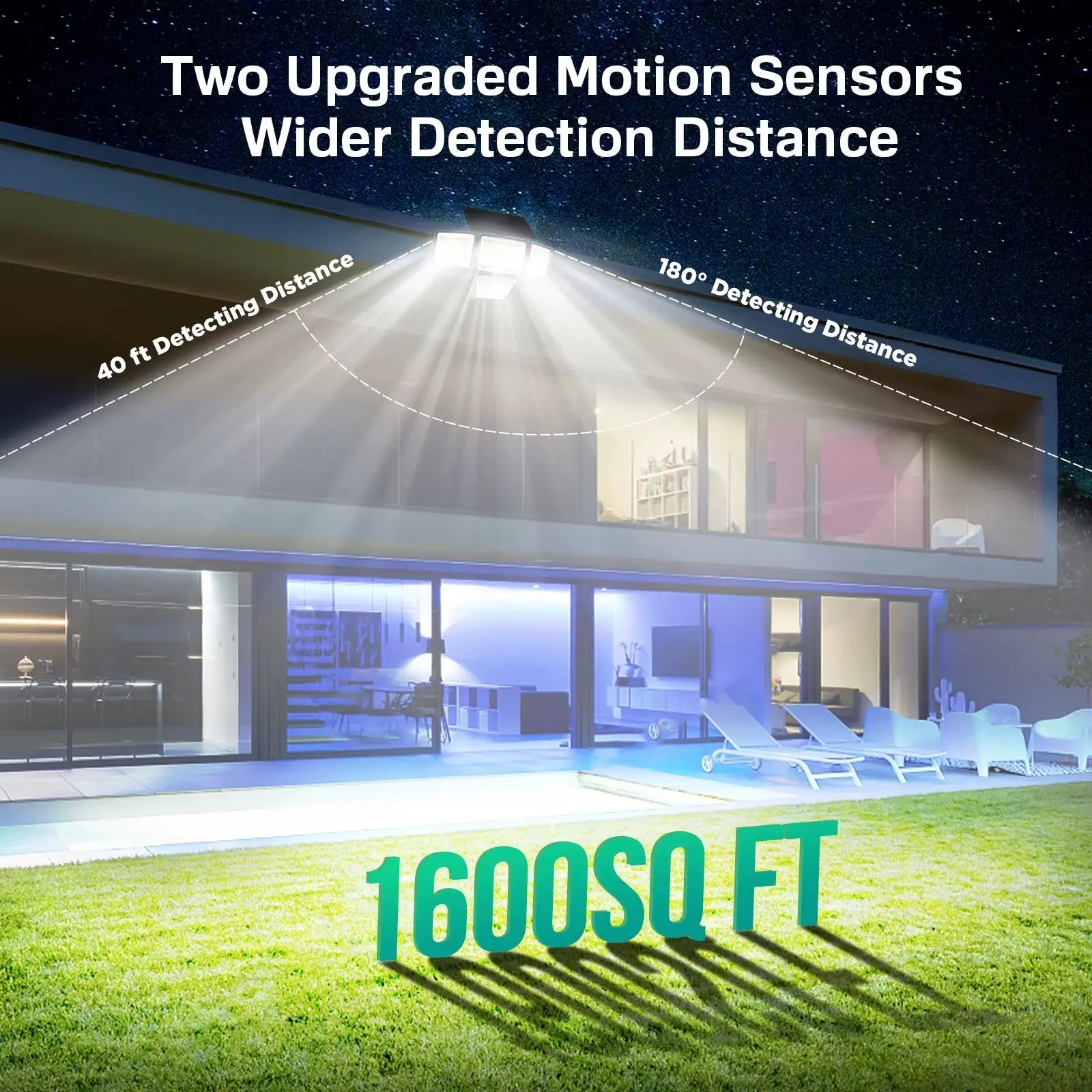 Solar Outdoor Motion Sensor Flood Lights - 3000 Lumens, 188 LED Security Lighting for Patios, Backyards, and Yards