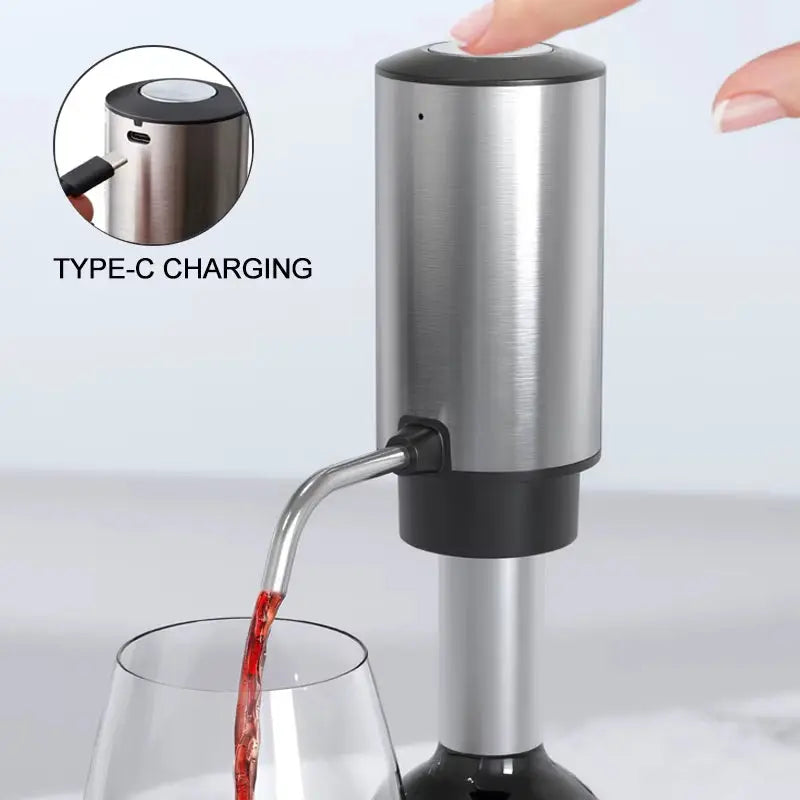 USB Rechargeable Electric Wine Opener Set with Decanter and Aerator - Stainless Steel Wine Accessory for Enthusiasts