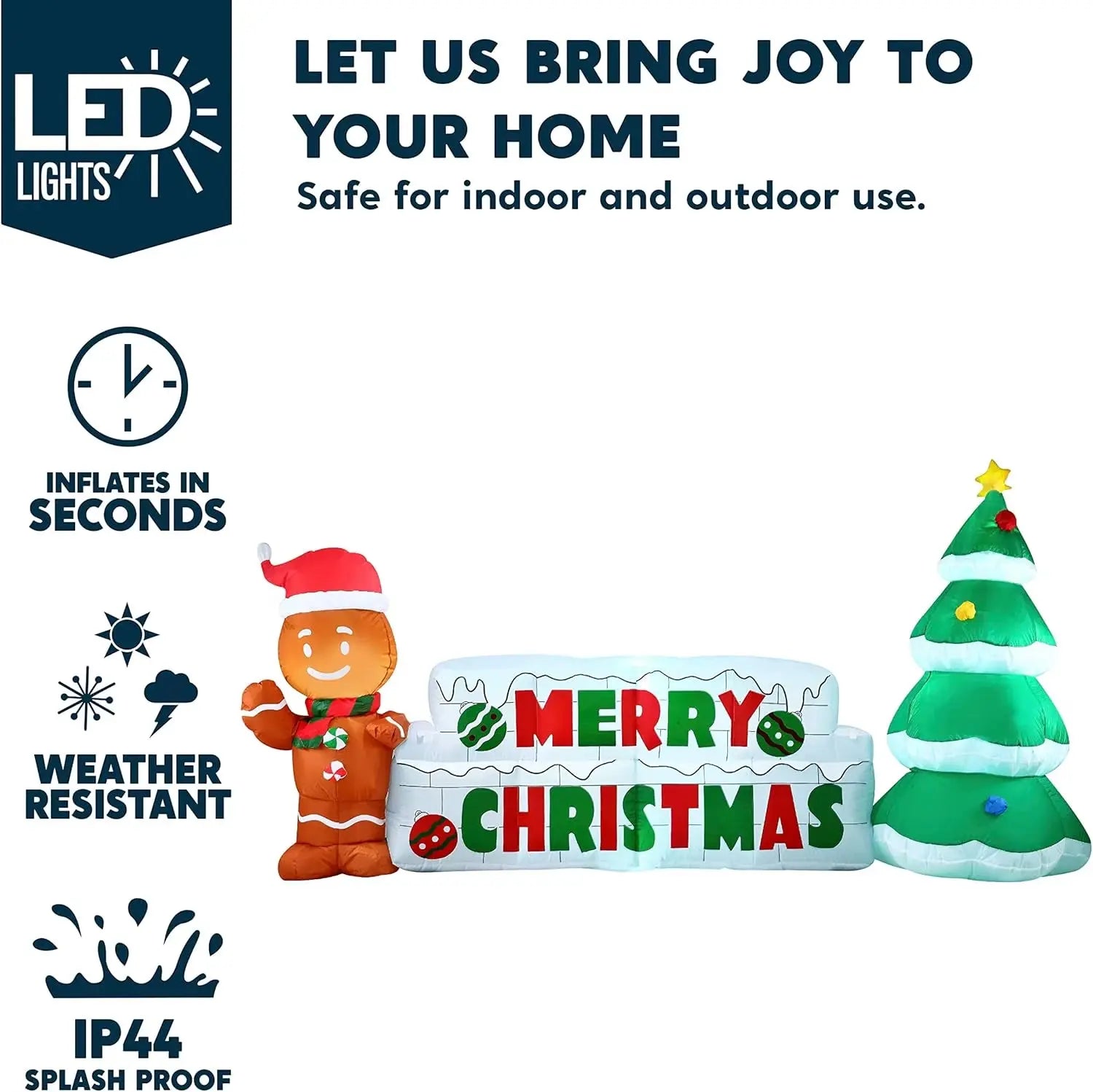 10 FT Christmas Inflatable Gingerbread Man & Christmas Tree Holiday Inflatable Outdoor Decoration for Xmas Party Gift