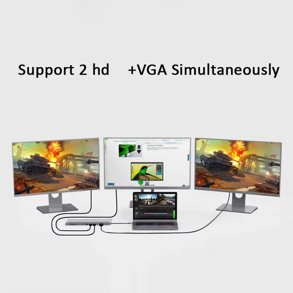 12-in-1 Type-C USB 3.1 Hub with Dual HDMI 4K Docking Station