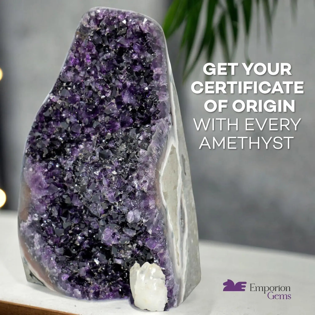 Natural Amethyst Crystal Clusters from Uruguay - 2 to 3 Pounds, 4 to 7 Inches in Height, Deep Purple Geode Quartz