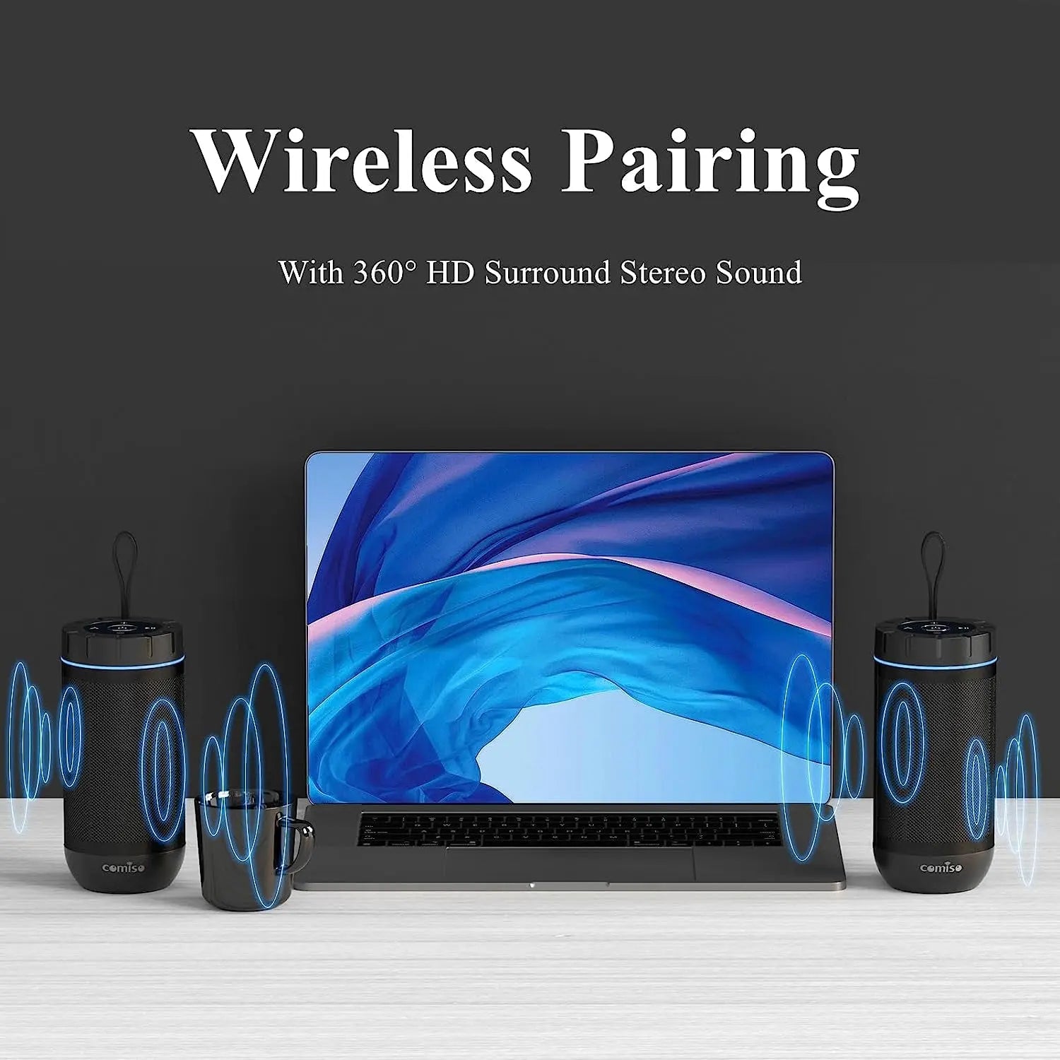 IP65 Waterproof Bluetooth Speaker - Portable 360° HD Stereo Sound, Enhanced Bass, TWS Pairing, 24-Hour Playtime, Ideal for Home, Outdoor, Camping, and Beach Use, Perfect Gift for All.