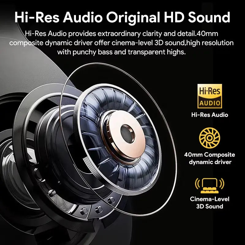 H3 Active Noise Cancelling Wireless Headphones with 43dB Noise Reduction, Wired/Wireless Bluetooth 5.4, Hi-Res Audio, 60 Hours Battery Life