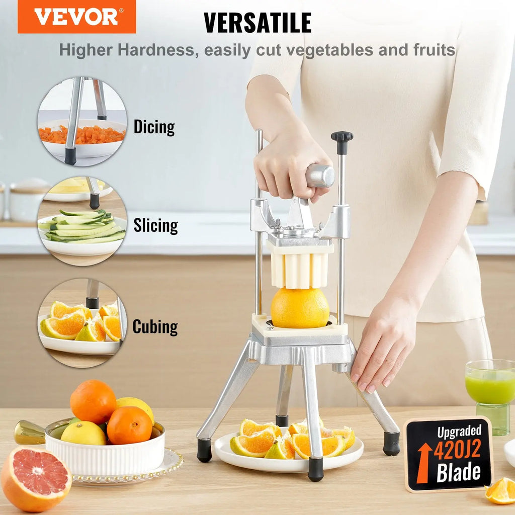 Professional Stainless Steel Vegetable and Fruit Chopper with Four Blades for Commercial Use