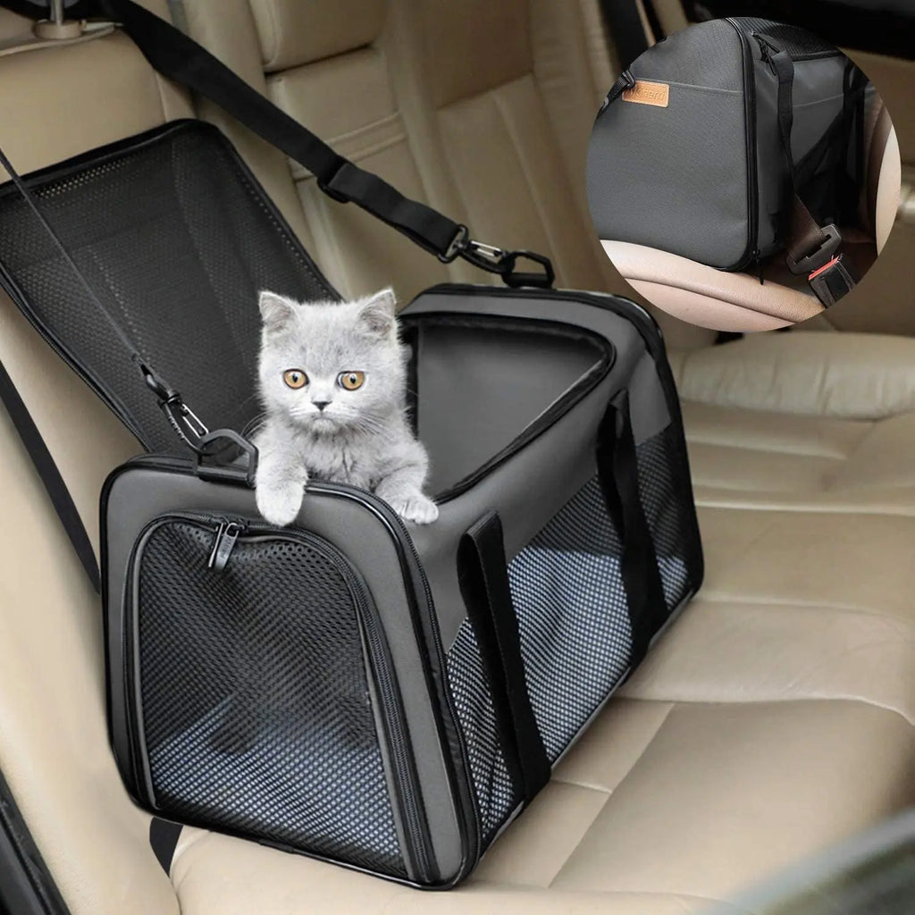 Portable Foldable Cat and Dog Carrier - Soft-Sided Pet Travel Bag for Pets up to 28 lbs, Airline Approved