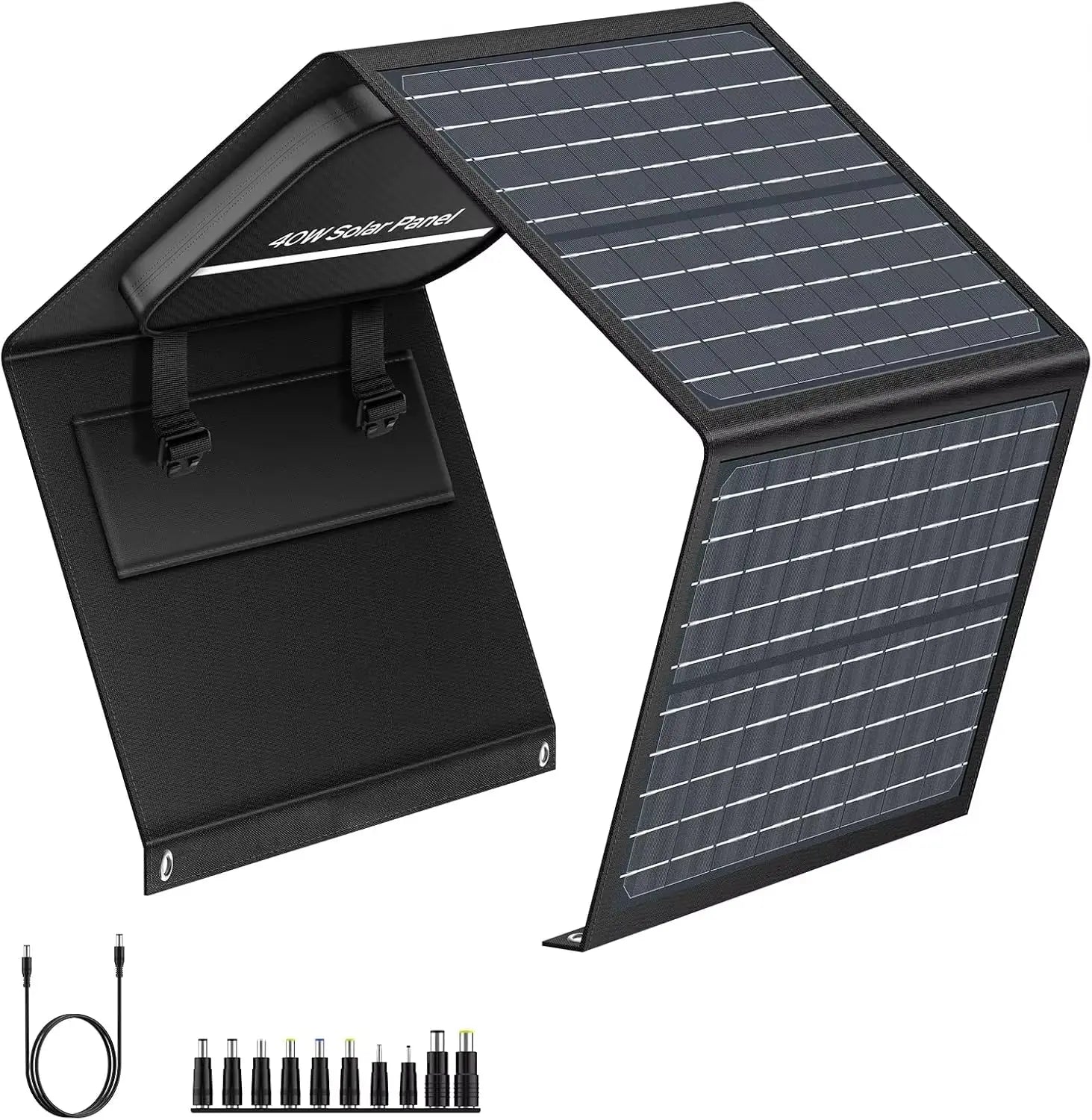 40W Portable Solar Panel Charger with DC and USB-C Ports for Camping, Road Trips, and Hiking - Ideal for Power Stations, Power Banks, Phones, and Tablets