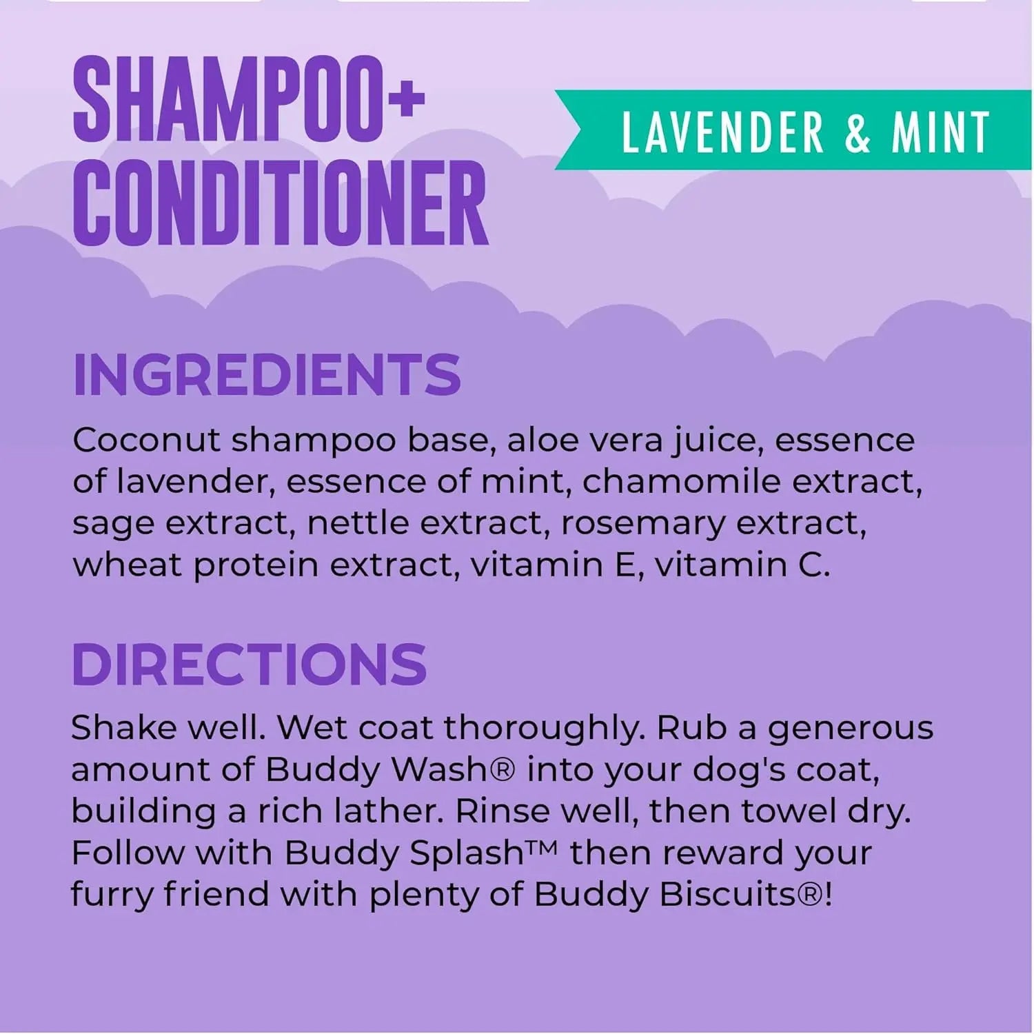 Buddy Wash 2-in-1 Lavender & Mint Dog Shampoo and Conditioner for Grooming, 1 Gallon