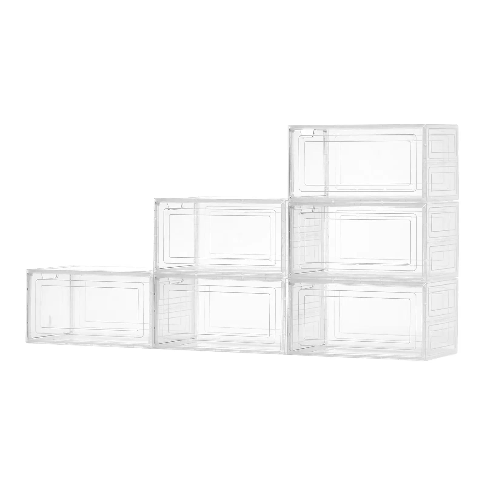 Clear Stackable Shoe Storage Boxes with Magnetic Doors - Plastic Sneaker Organizers