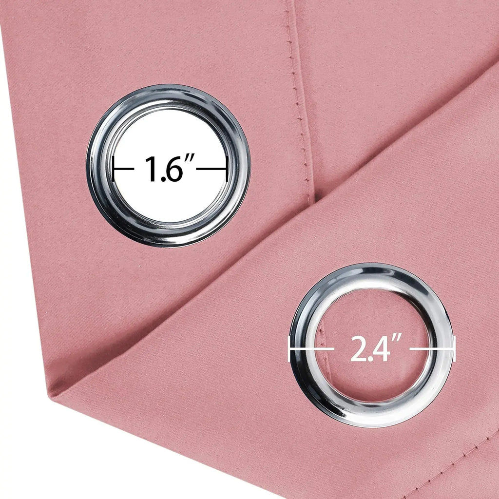 Set of Two Grommet Blackout Curtains in Baby Pink, 42 x 63 Inches for Bedroom