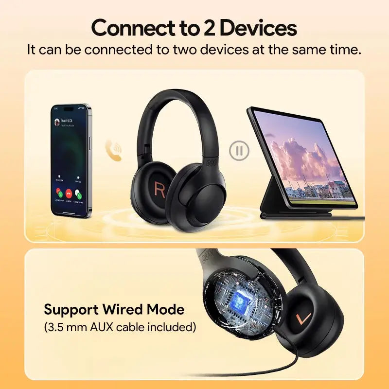 H3 Active Noise Cancelling Wireless Headphones with 43dB Noise Reduction, Wired/Wireless Bluetooth 5.4, Hi-Res Audio, 60 Hours Battery Life