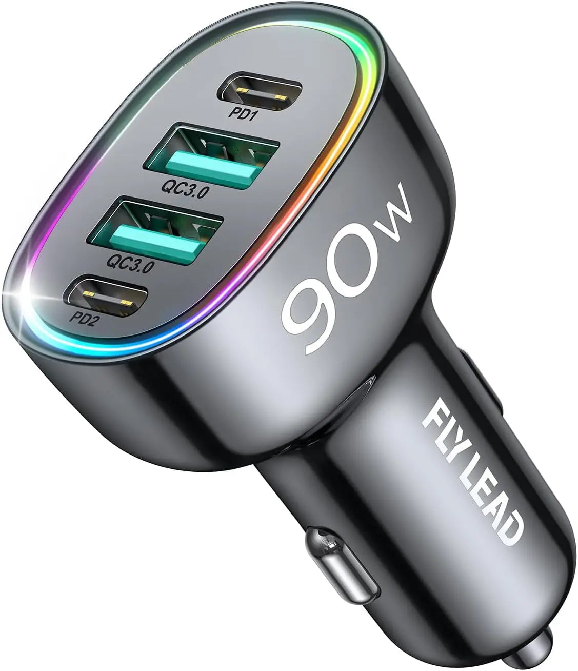 90W 4-Port USB-C Car Charger - Fast Charging Adapter for iPhone 17/16/15/14/13/12 Pro Max - Ideal for Family Travel