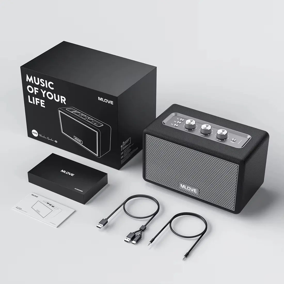 A200 Wireless Bluetooth 5.3 Speaker - Elegant Retro Design with 24-Hour Playtime