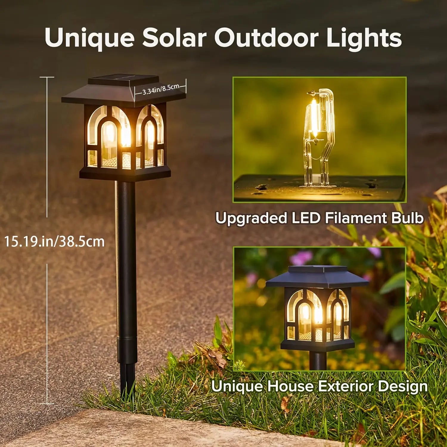Solar Pathway Lights - 6/10 Pack Outdoor Landscape Lighting with Automatic On/Off for Yard, Lawn, Patio, and Walkway
