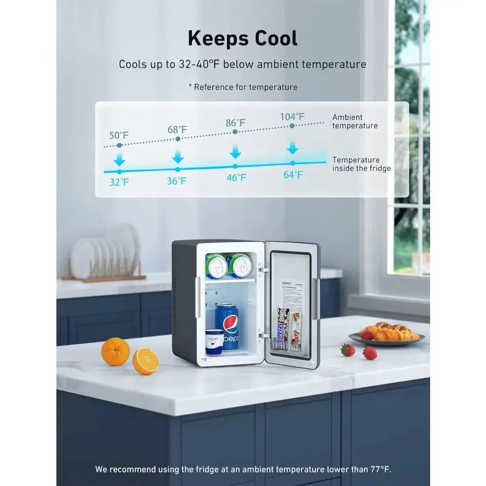 Mini Fridge 2.0 Generation, 6 Liter Capacity Makeup and Skincare Refrigerator, 110V AC/12V DC Portable Thermoelectric Cooler and Warmer