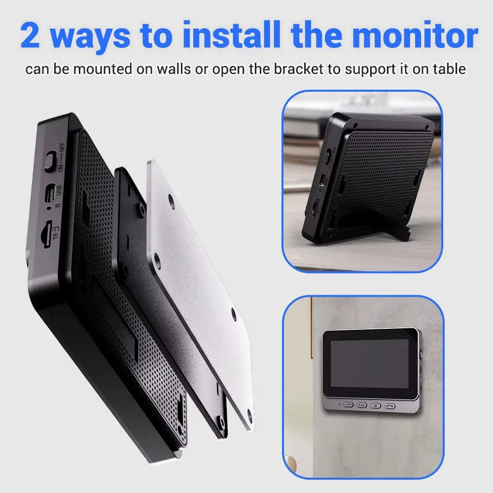 4.3-Inch 2.4G Wireless Video Doorbell Camera with WiFi, Smart Intercom, Motion Detection, and Night Vision for Home Security