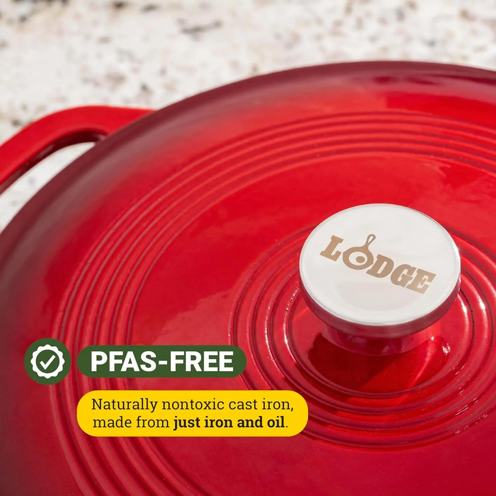 3.6 Quart Enameled Cast Iron Oval Casserole with Lid and Dual Handles – Oven Safe to 500°F – Versatile for Marinating, Cooking, Baking, Refrigerating, and Serving – Island Spice Red