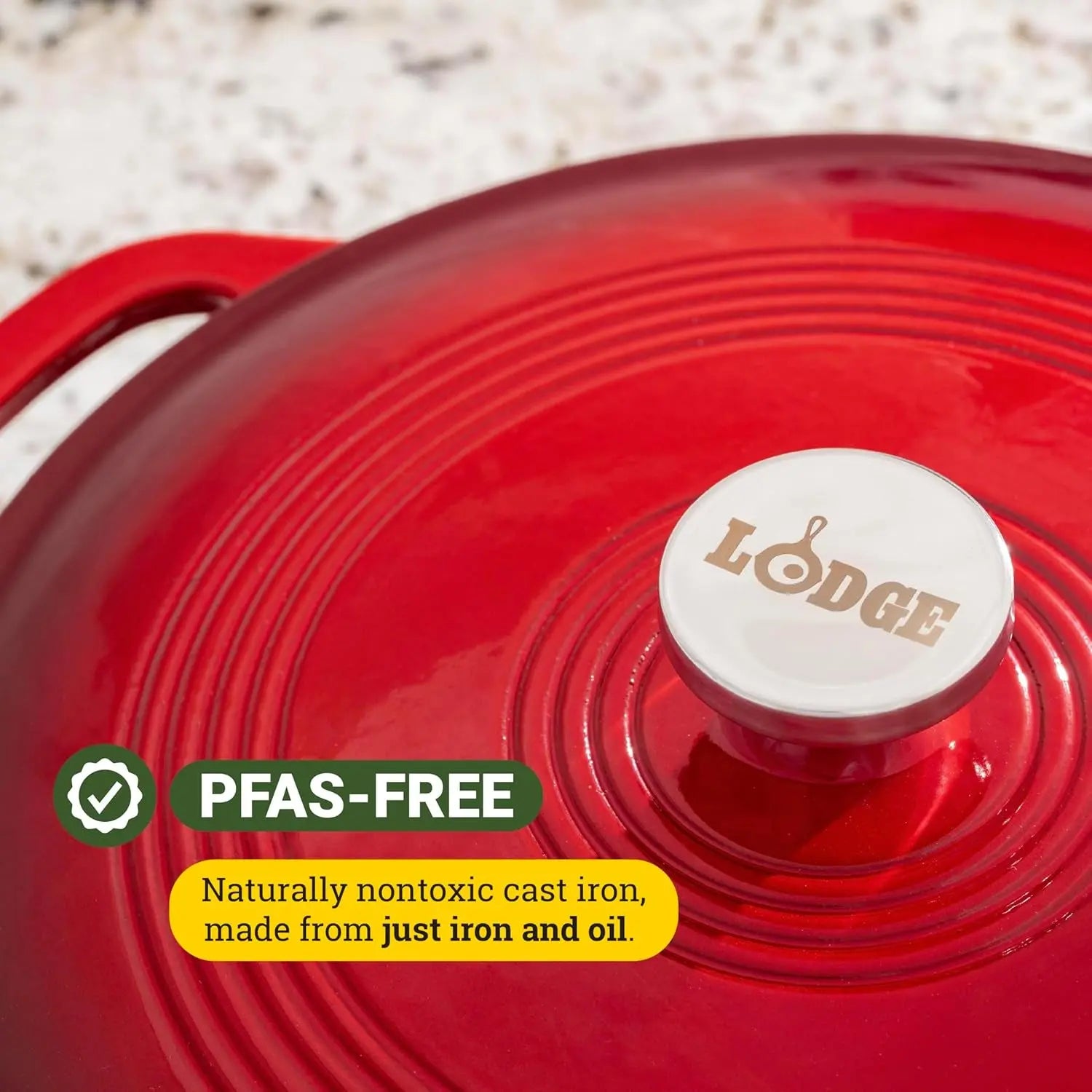 3.6 Quart Enameled Cast Iron Oval Casserole with Lid and Dual Handles – Oven Safe to 500°F – Versatile for Marinating, Cooking, Baking, Refrigerating, and Serving – Island Spice Red