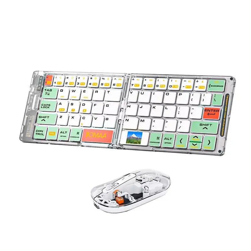 Wireless Bluetooth Foldable Keyboard and Mouse Combo - Ultra Slim, Rechargeable, Silent, Portable Travel Solution for Laptops, Tablets, and Phones